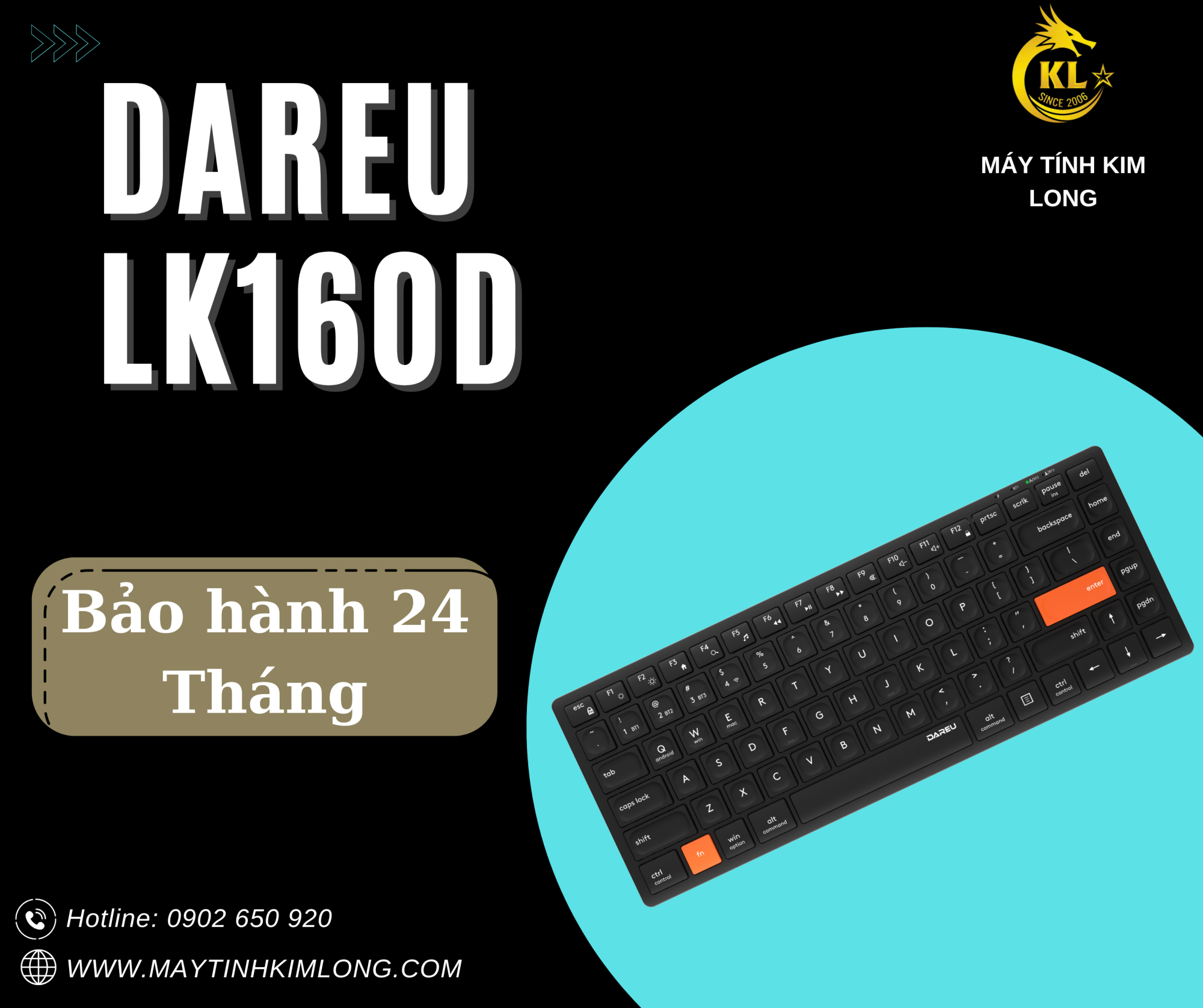Bàn phím không dây DAREU LK160D (Dual Mode, Scissor Switch)